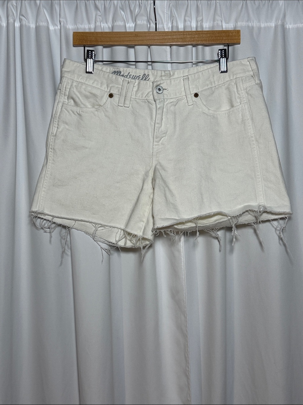Madewell White Frayed Hem Denim Shorts